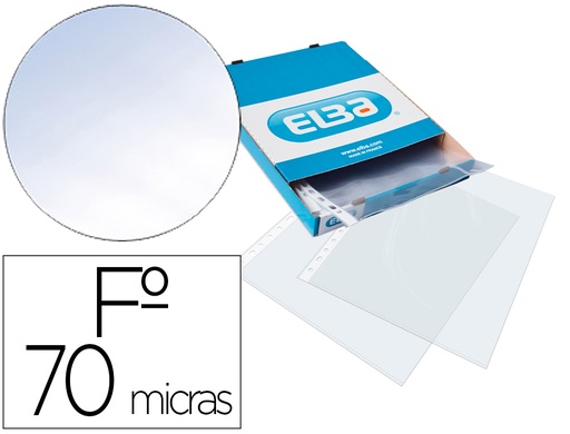 [None] Funda multitaladro elba standard folio 70 micras cristal caja de 100 unidades