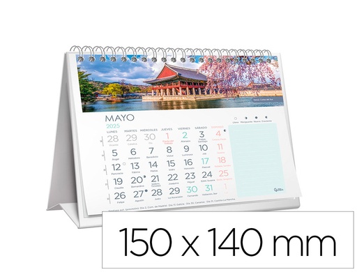 [170642] Calendario espiral triangular liderpapel imagenes 2025 14x15 cm papel 128 gr con pegatinas