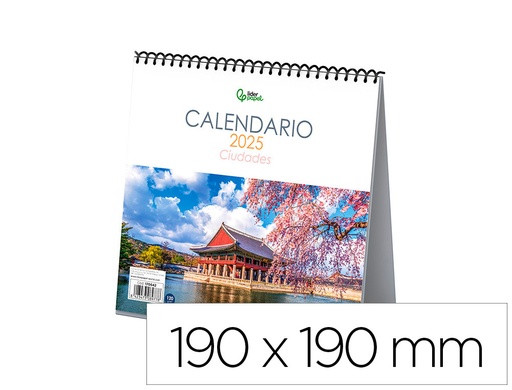 [170640] Calendario espiral triangular liderpapel de sobremesa imagenes 2025 19x19 cm papel 128 gr con pegatinas