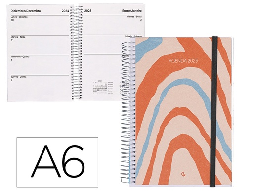 [170446] Agenda espiral liderpapel tinos a6 2025 personalizable semana vista papel 70 gr