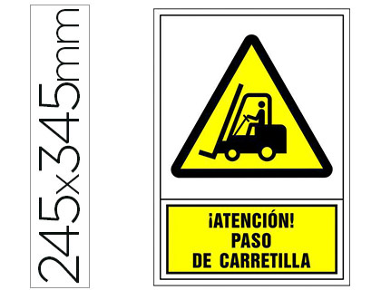 [76020] Pictograma syssa señal de advertencia atencion! paso de carretilla en pvc 245x345 mm