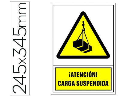 [76019] Pictograma syssa señal de advertencia atencion! carga suspendida en pvc 245x345 mm