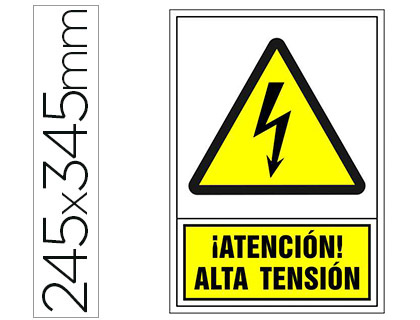 [76018] Pictograma syssa señal de advertencia atencion! alta tension en pvc 245x345 mm