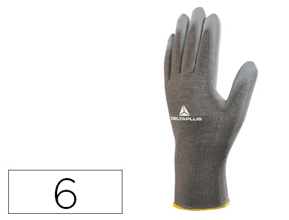 [75850] Guantes deltaplus poliester antideslizante lavable especial para manipulacion y manutencion gris talla 6