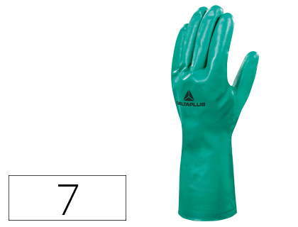 [75819] Guantes deltaplus tratado en nitrilo flocado de algodon especial para trabajos con liquidos quimicos talla 7