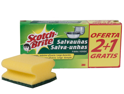 [59993] Estropajo salvauñas scotch brite fibra verde paquete 3x2