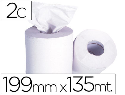 [36505] Papel secamanos 2 capas 199 mm x 135 mt mandril 70 mm diametro 197 mm