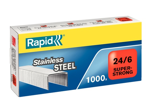 [241172] Grapas rapid 24/6 super strong acero inoxidable caja 1000 unidades