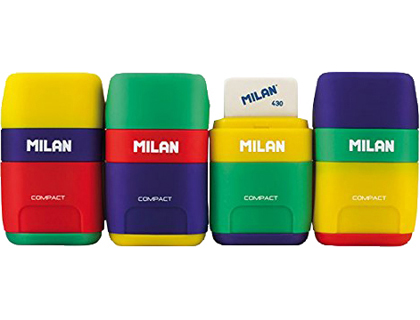 [154000] Sacapuntas milan plastico 2 usos con goma compact mix