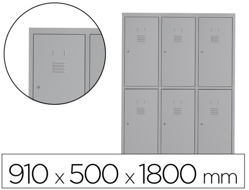 [169556] Taquilla metalica rocada 300 3 modulos x 2 puertas gris 910x500x1800 mm