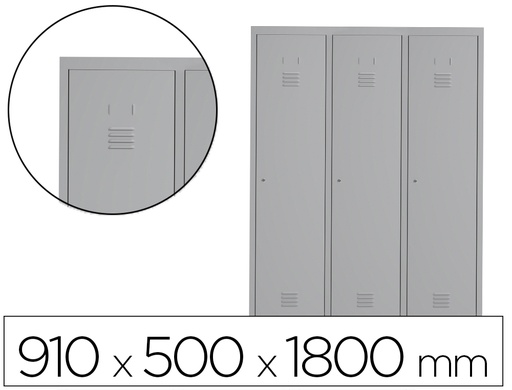 [169555] Taquilla metalica rocada 300 3 modulos x 3 puerta gris 910x500x1800 mm