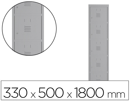 [169549] Taquilla metalica rocada 300 1 modulo 5 puertas gris 330x500x1800 mm