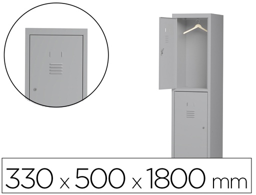 [169546] Taquilla metalica rocada 300 1 modulo 2 puertas gris 330x500x1800 mm