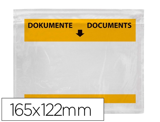 [72384] Sobre autoadhesivo q-connect portadocumentos multilingue 165x122 mm ventana transparente paquete de 100