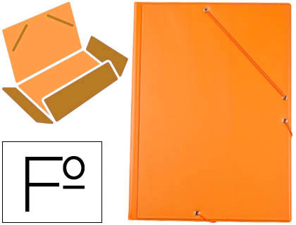 [77202] Carpeta liderpapel gomas folio 3 solapas carton forrado pvc naranja