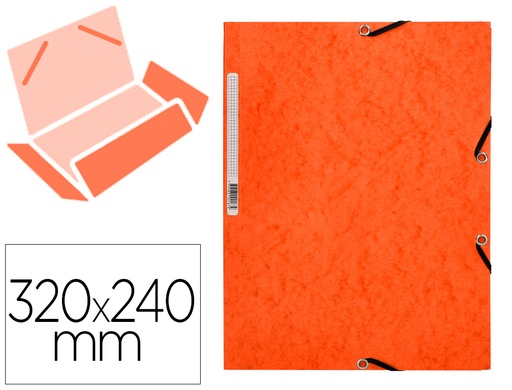 [31628] Carpeta q-connect gomas kf02170 carton simil-prespan solapas 320x243 mm naranja