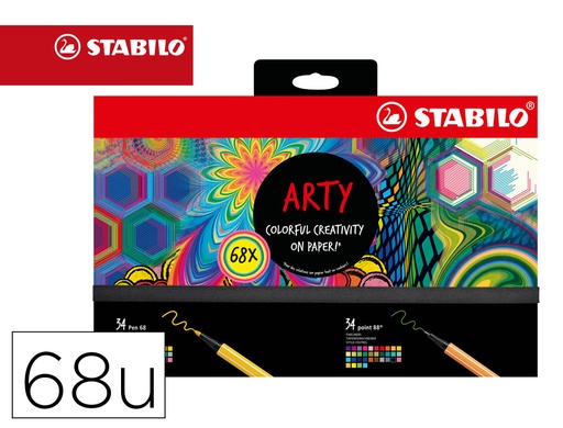 [167471] Rotulador stabilo acuarelable pen 68/88 arty line hero estuche de carton de 68 unidades surtidas