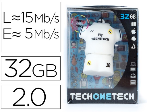 [161836] Memoria usb tech on tech equipacion futbol merengue 32 gb