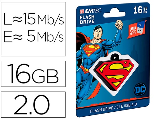 [160159] Memoria usb emtec flash 16 gb usb 2.0 collector superman