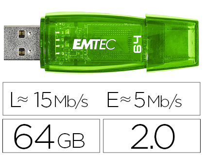 [155273] Memoria usb emtec flash c410 64 gb 2.0 verde