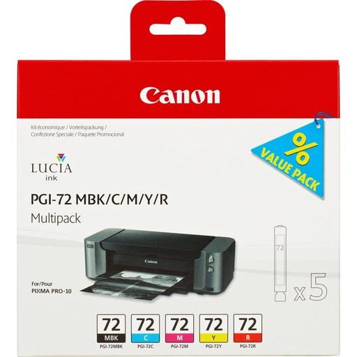 [40620] [6402B009] CANON Cartucho PGI-72KIT-COL Pixma Pro 10 Kit MBK/C/M/Y/R